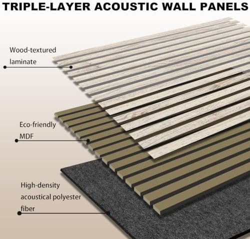 Acoustic Wall Panels, 4 Pack 47.2"x23.6" Noise Dampening Wood Slat Panels - Image 3