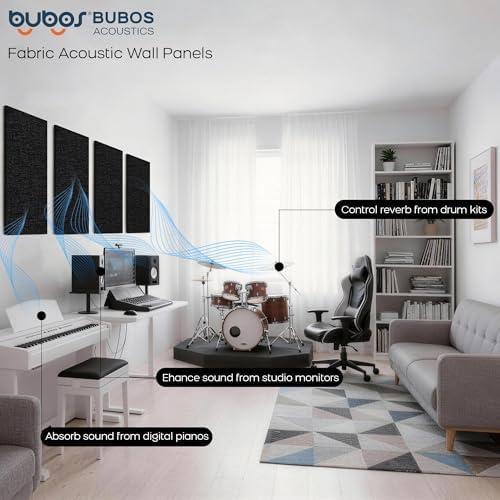 BUBOS 4-Pack Fabric Acoustic Panels 23.6x11.8x1", Self-Adhesive Sound Panel - Image 3