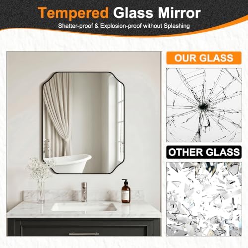 Delma Bathroom Vanity Mirror, Scalloped Round Corner Wall Mirror, - Image 6