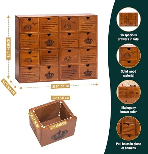 Modular Stackable Set of 4 Mahogany Brown Wood Storage Drawers - Image 2