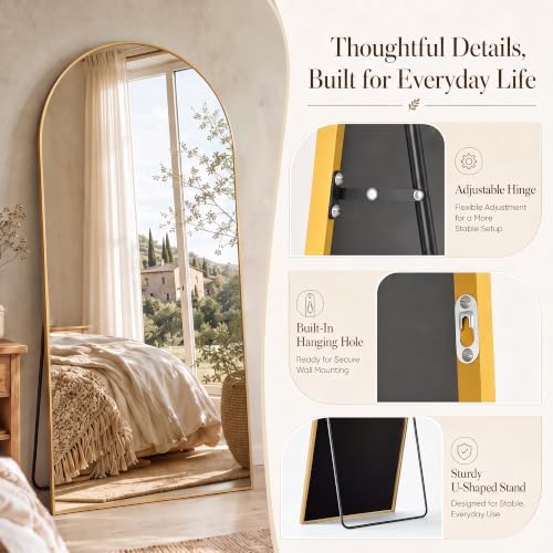 77"x38" Arched Full Length Mirror, Large Floor Mirror - Image 6