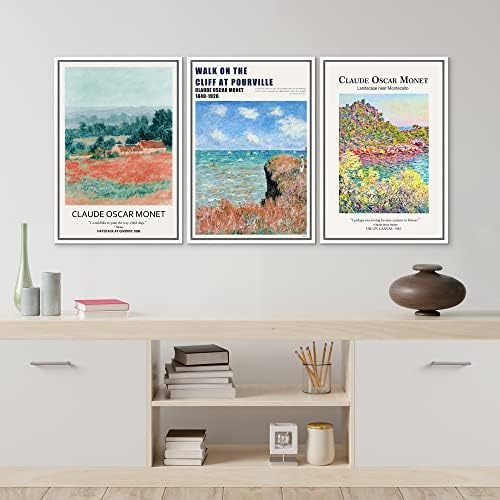 MUDECOR Framed Wall Art Print Set Walk on The Cliff at Pourville by Claude - Image 4
