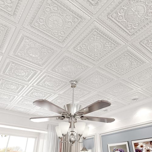 Art3d 24-Pack Drop Ceiling Tiles, Plastic Sheet in White, 2 x 2 ft - Image 2