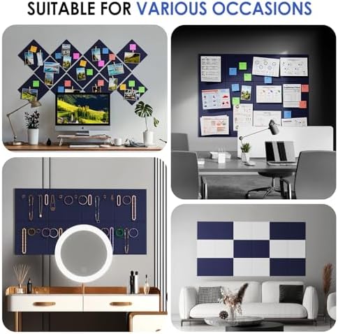 MaxGear Felt Bulletin Board 48" x 36", Dark Blue Felt Wall Tiles Wall Decor - Image 6
