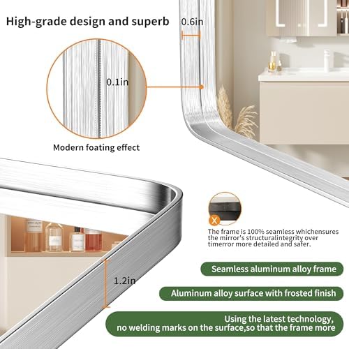 16" x 20" Brushed Nickel Bathroom Mirrors - Image 2
