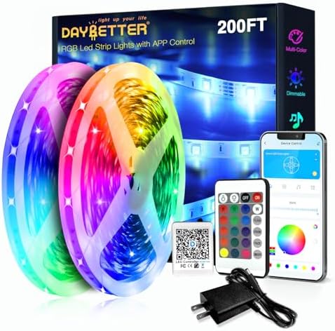 DAYBETTER LED Strip Lights 200ft 2 * 100ft RGB Music Sync Smart App Control by DAYBETTER