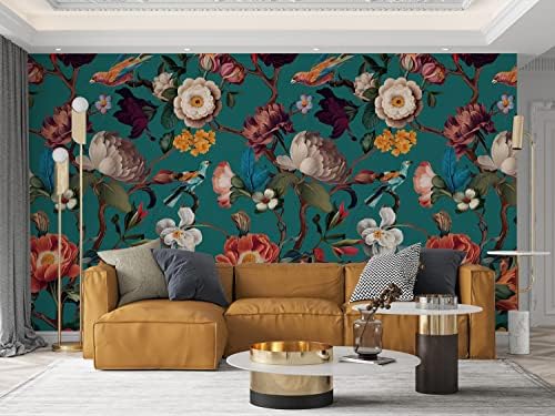 Zeeko Vintage Blue Floral Peel and Stick Wallpaper Mural - Image 2