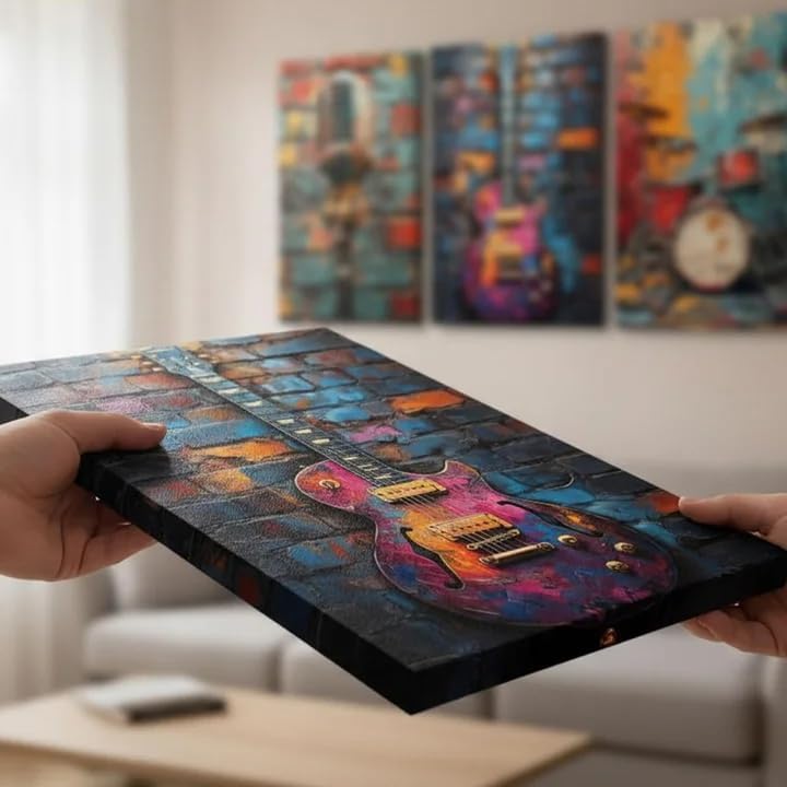 NCCXNCC 3pcs Music Graffiti Canvas Wall Art 12×16 inch Framed Paintings - Image 5