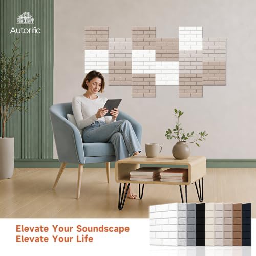 Acoustic Panels, Brick Sound Proof Wall Panels, 11.8”x11.8”, 12 Pack - Image 3