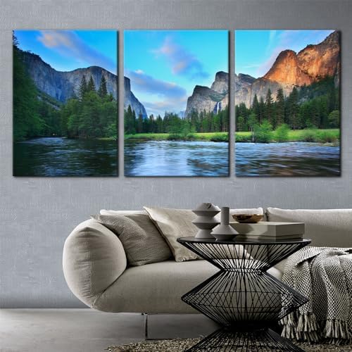 Pacimo Mountain Canvas Wall Art Panorama of Yosemite Valley Pictures Painting - Image 2