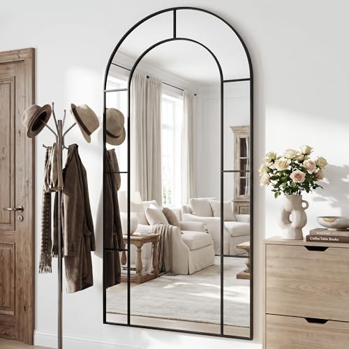 81" x 41" Arched Full Length Floor Mirror, Farmhouse Window Pane Mirror - Image 3