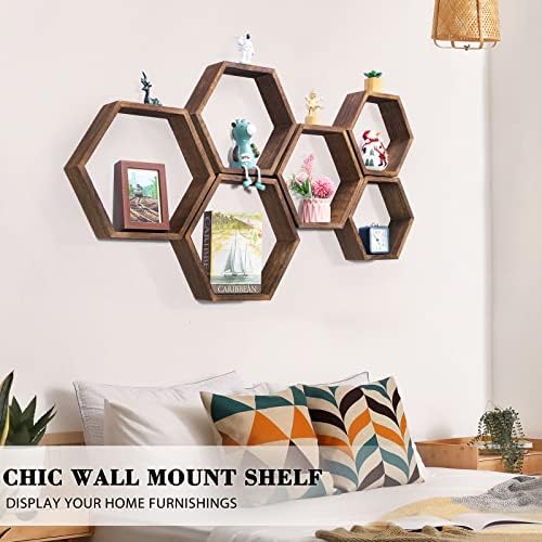 NOVIMANGO Honeycomb Floating Shelves Set of 6, Hexagon Floating Shelves - Image 2