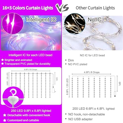 16 Colors Changing Curtain Lights - Image 3