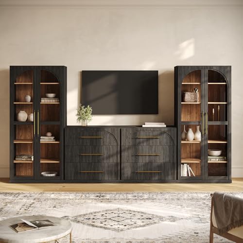 BELLEZE Jagger 128" Wall Unit 4-Piece Modular TV Stand by BELLEZE