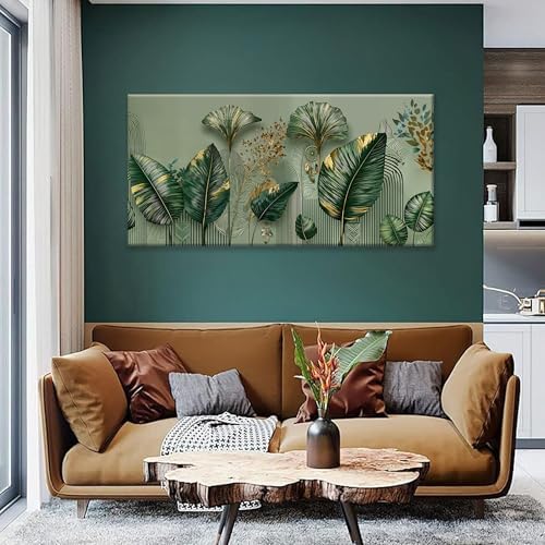 Boho Nature Leaf With Gold Canvas Wall Art Decor - Image 5