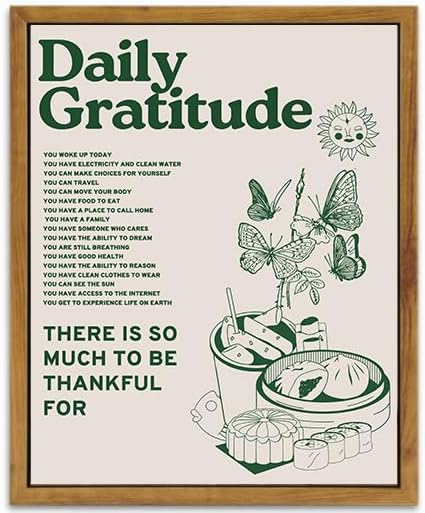 KBKBART Framed Canvas Wall Art, Inspirational Daily Gratitude Posters by KBKBART