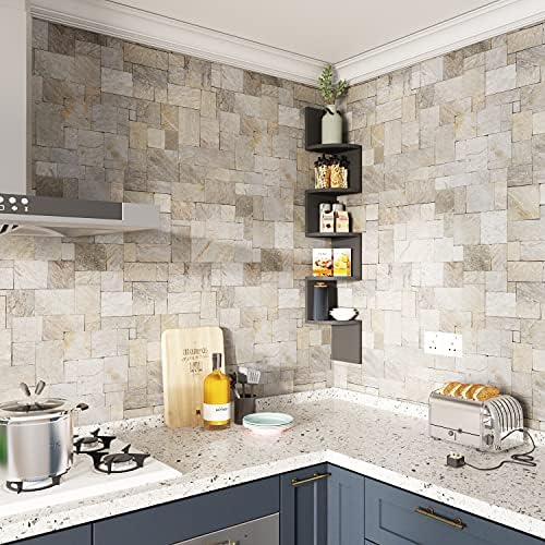 GREENDEW 5-Tier Wall Mount Radial Floating Corner Shelf, Wood Display Storage - Image 2