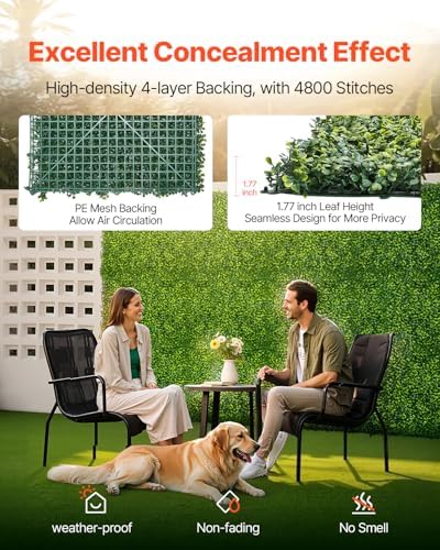 VEVOR Artificial Grass Wall Panels, 40 x 120 inch, Milan Grass Greenery Boxwood - Image 3