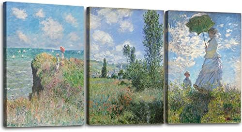 OKEXCKK Woman with a Parasol by Claude Monet Canvas Wall Art, Oil Painting - Image 2