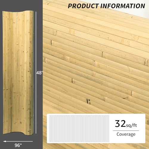 Art3d 48 x 96 in Pole Wrap Natural Bamboo Wall Panel - Image 4