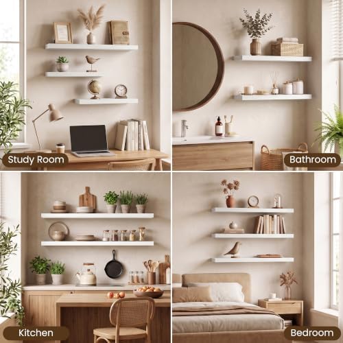 Acovy 8in Square Floating Shelves 4 PCs, Wall Mounted Display Shelf - Image 6