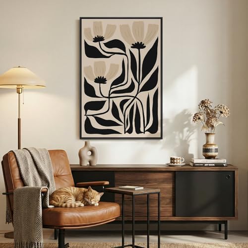 Framed Boho Neutral Abstract Floral Wall Art - Image 4