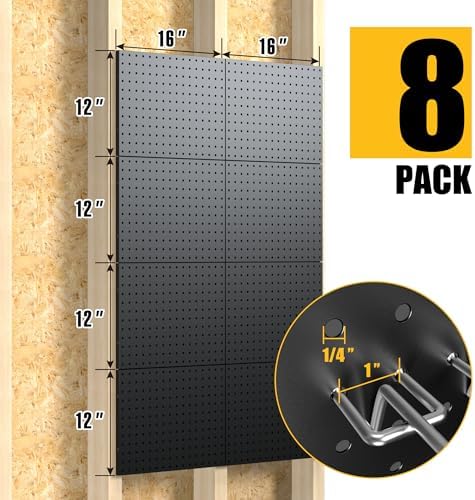 Spampur Peg Board, 8 Pack Metal Pegboard Panels - Image 3