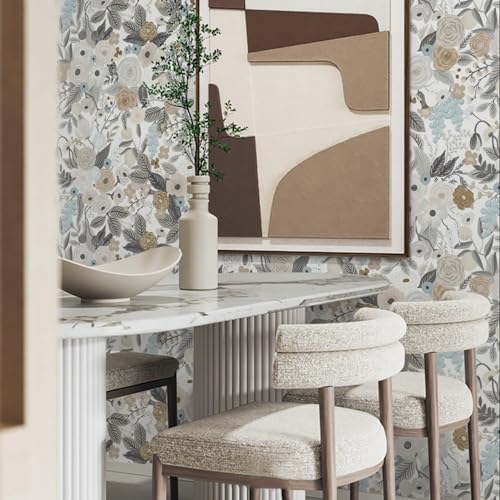 Ismoon Floral Peel and Stick Wallpaper Gray Contact Paper Vintage Removable - Image 4