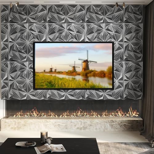 STICKGOO Diamond 3D Wall Panels, Brushed Silver 12''x12'', 33 Pack - Image 2