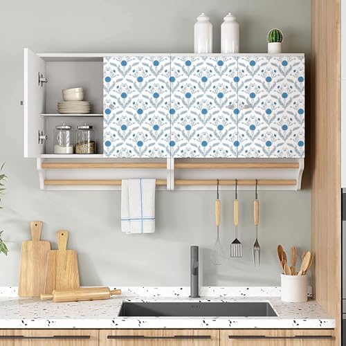 Vintage Floral Wallpaper Blue, Botanical Removable Peel and Stick Wallpaper - Image 2