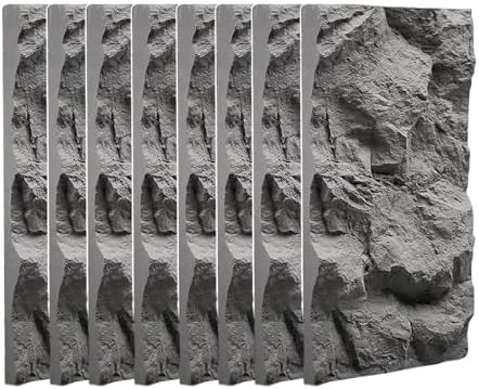 Easy Cut 3D Faux Stone Wall Panels Gray, Lightweight PU Decorative Walls by YXXSDP