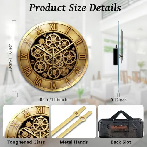 peacoblue 3D Gear Wall Clocks Battery Operated - Image 2