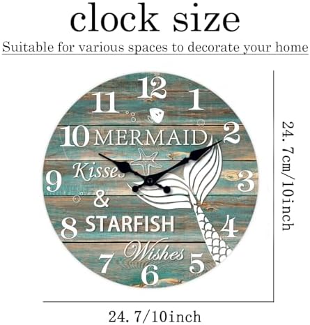 XFM Mermaid Inspirational Wall Clock 10 Inch Teal Beach Theme - Image 5