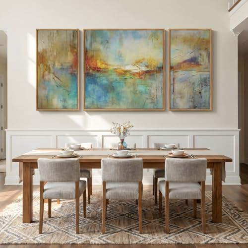 Extra Large Framed Blue Orange Abstract Wall Art - Image 2
