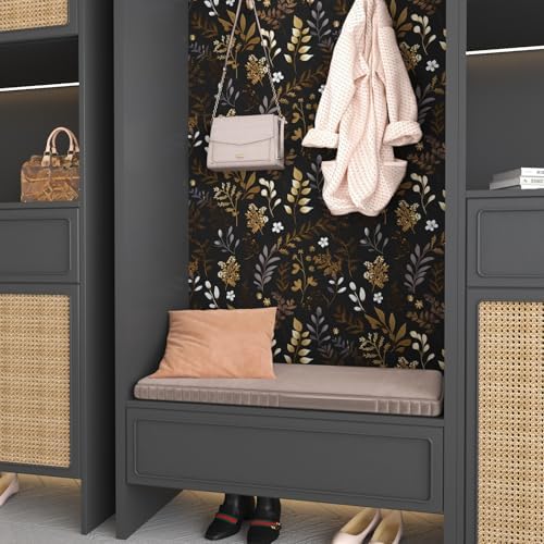 BOKEBEVE Dark Leaf Wallpaper Peel and Stick Vintage Black 17.5 x 393.5In - Image 2