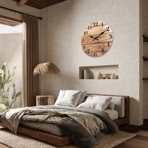 XNM 24 Inch Wood Farmhouse Wall Clocks Battery Operated - Image 4