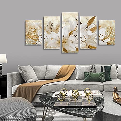 LUDUHU Golden Orchid Flowers Canvas Print - Image 6