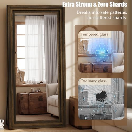 Wood Full Length Mirror 76"x34", Large Solid Wood Frame Floor Mirror - Image 5