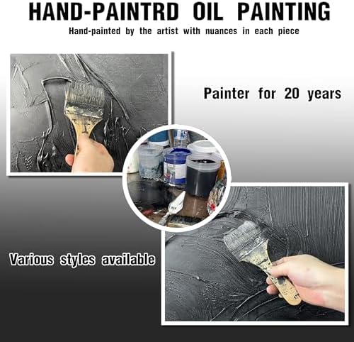 HUBOSKN Black Abstract Hand Painted Wall Art - Image 5