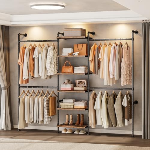 T1 Wall Mounted Closet System, Industrial Pipe Clothing Rack by ONBRILL