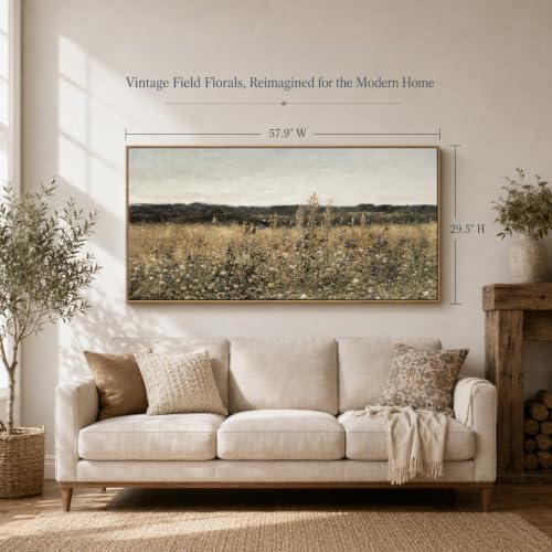 DJSYLIFE Oversized Framed Wall Art, Wildflower Landscape, 29.5 x 57.9 Inch - Image 2
