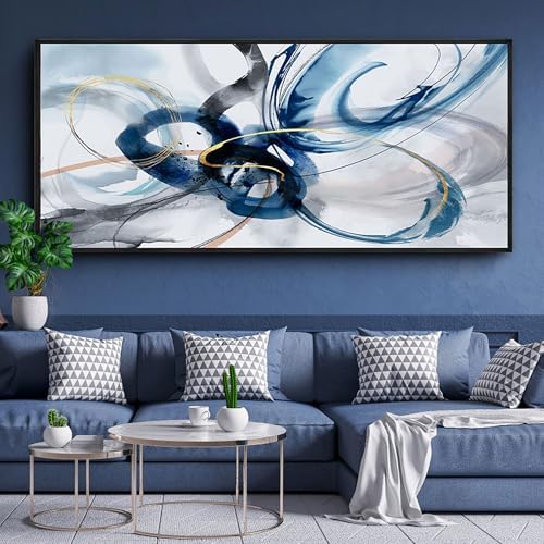 KLAKLA Abstract Wall Art for Living Room Modern Large Framed Art 86x39 Inch by KLAKLA