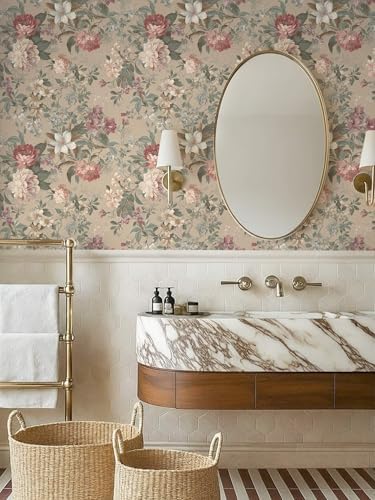 Ismoon Floral Wallpaper Peel and Stick Vintage Brown Contact Paper - Image 4