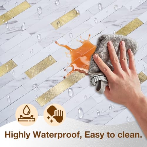 Peel and Stick Backsplash Tile Waterproof Removable PVC Wall Sticker 3D Faux - Image 4