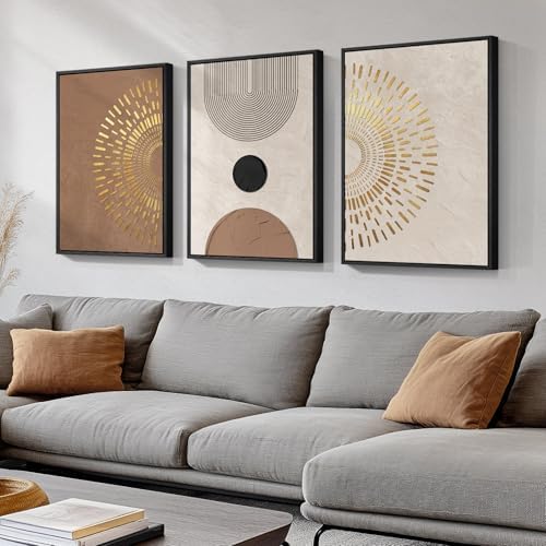 Large Framed Boho Neutral Abstract Wall Art - Image 2