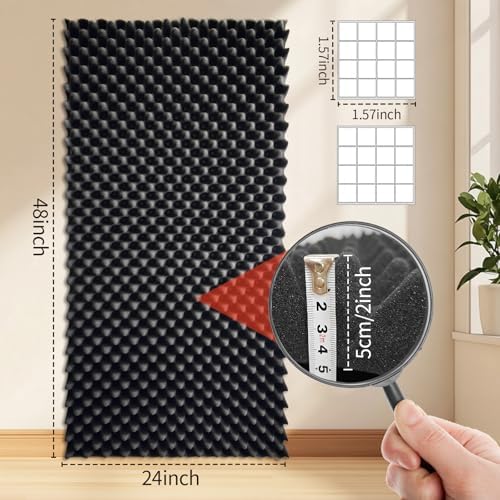 6 Pack Sound Proof Foam Panels 48x24x2 Acoustic Foam Panels Egg Crate Foam - Image 2