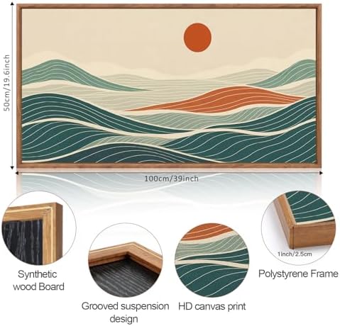 CHDITB Long Coastal Framed Wall Art, Minimalist Coastal Horizontal Wall Decor - Image 6