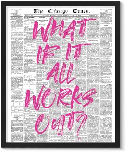 uniro What If It All Works Out Newspaper Print Vintage Trendy Wall Art Cute by uniro