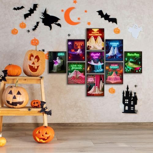 LANCHI95 09 Pcs Unframed Glowing Neon Ghost Art - Image 3