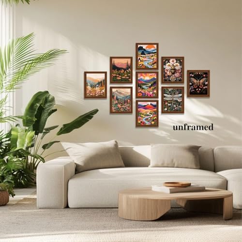 XIANGRUI Boho Wall Art Set of 9, 8x10In Nature Prints, Retro Colorful Decor - Image 5